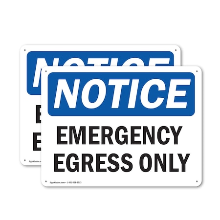 Signmission Emergency Egress Only, 10 in W x Rectangle, Plastic OS-2PACK-NS-P-710-L-11780